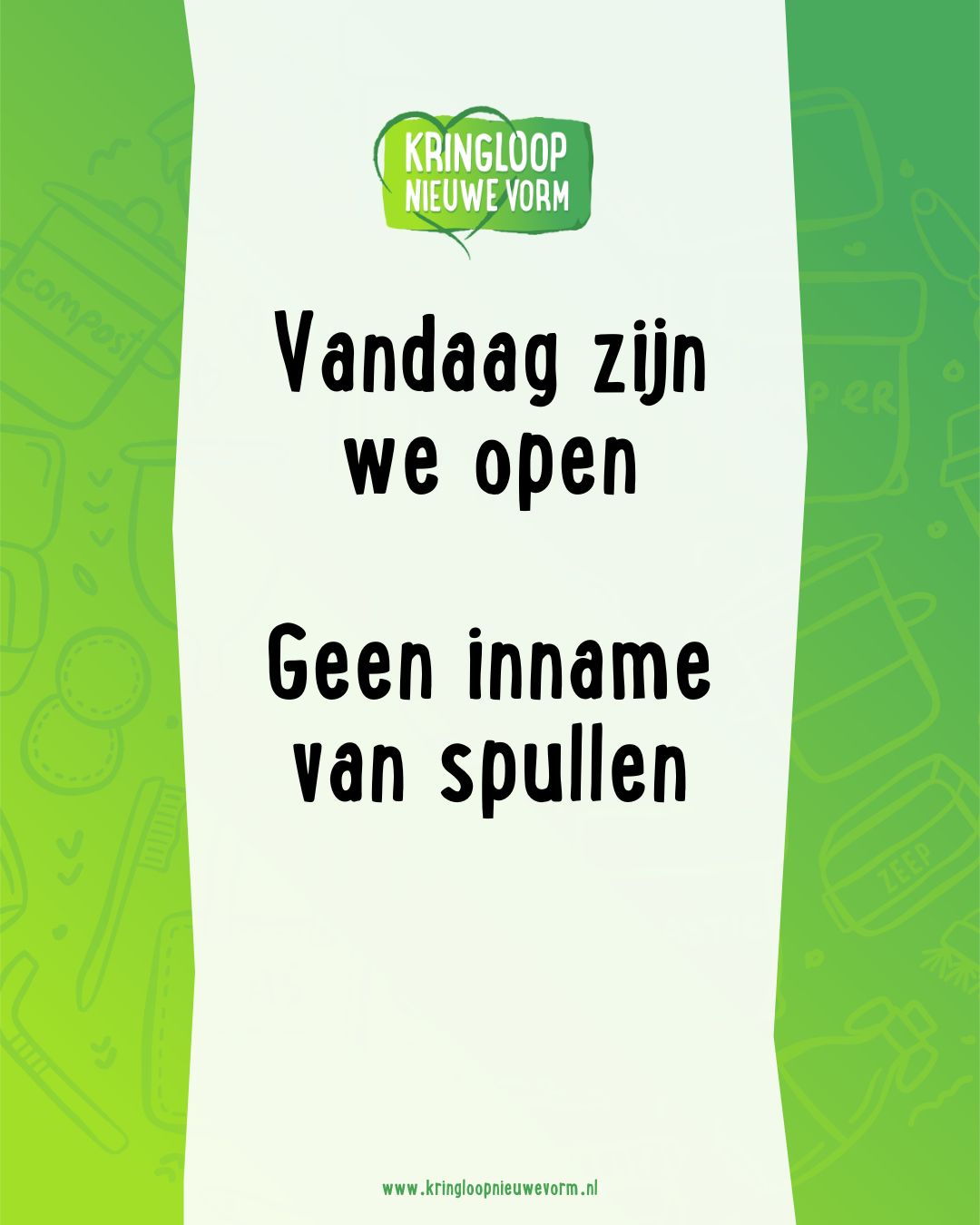 โน๏ธ ๐๐ฒ๐น๐ฎ๐ป๐ด๐ฟ๐ถ๐ท๐ธ๐ฒ ๐ถ๐ป๐ณ๐ผ๐ฟ๐บ๐ฎ๐๐ถ๐ฒ
Vandaag, zaterdag 10 januari, is ๐๐ฟ๐ถ๐ป๐ด๐น๐ผ๐ผ๐ฝ ๐ก๐ถ๐ฒ๐๐๐ฒ ๐ฉ๐ผ๐ฟ๐บ ๐ด๐ฒ๐ผ๐ฝ๐ฒ๐ป๐ฑ van 11.00 tot 17.00 uur, maar er is ๐ด๐ฒ๐ฒ๐ป ๐ถ๐ป๐ป๐ฎ๐บ๐ฒ ๐๐ฎ๐ป ๐๐ฝ๐๐น๐น๐ฒ๐ป.
Door de weersomstandigheden zijn er vandaag minder medewerkers en vrijwilligers beschikbaar dan gebruikelijk. We zijn blij dat de winkel, dankzij de vrijwilligers die er wรฉl zijn, gewoon open kan blijven. ๐
Dank voor jullie begrip.
#KringloopNieuweVorm #VandaagOpen #GeenInname #Vrijwilligers #Nieuwegein